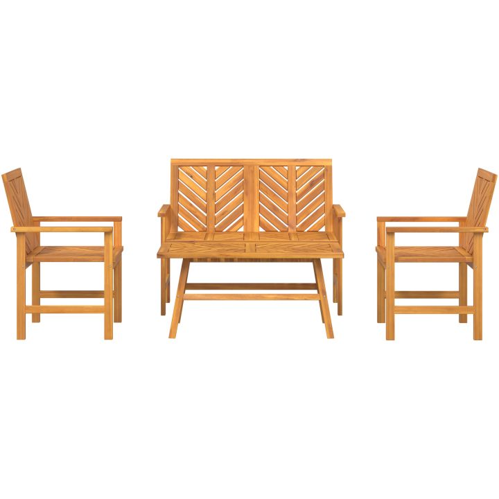 4-delat trädgårdslounge-set massivt trä akaciaträ vidaXL Medium – bild 8