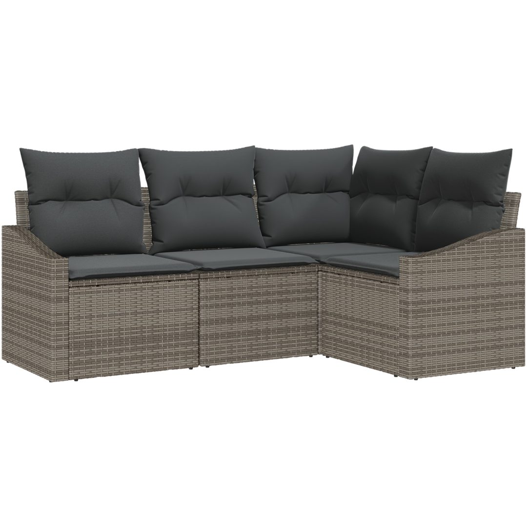 4-delat trädgårdsmatset med kuddar i grå poly-rattan vidaXL 178.5 x 123.5 x 85 cm – bild 2