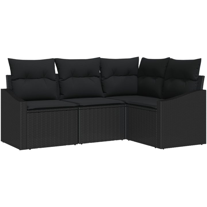 4-delat trädgårdsmatset med kuddar i svart polyrottang vidaXL 178.5 x 123.5 x 85 cm – bild 2