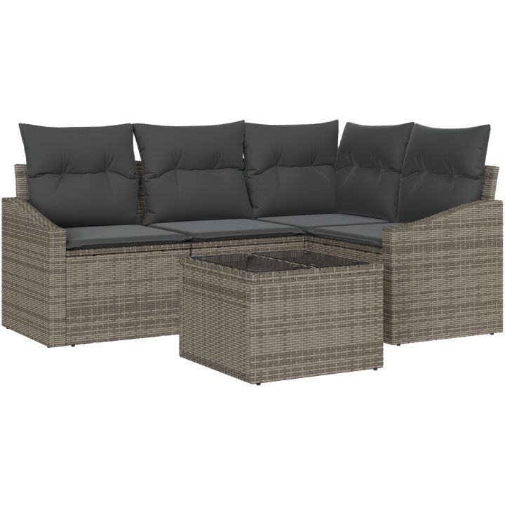 4-delat trädgårdsmöbelset med kuddar i svart poly rattan vidaXL 55 x 55 x 37 cm – bild 2