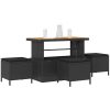 4-delat trädgårdsmöbelset med kuddar Svart Poly Rattan Akacia vidaXL 110 cm – miniatyr 3