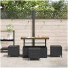 4-delat trädgårdsmöbelset med kuddar Svart Poly Rattan Akacia vidaXL 110 cm – miniatyr 4