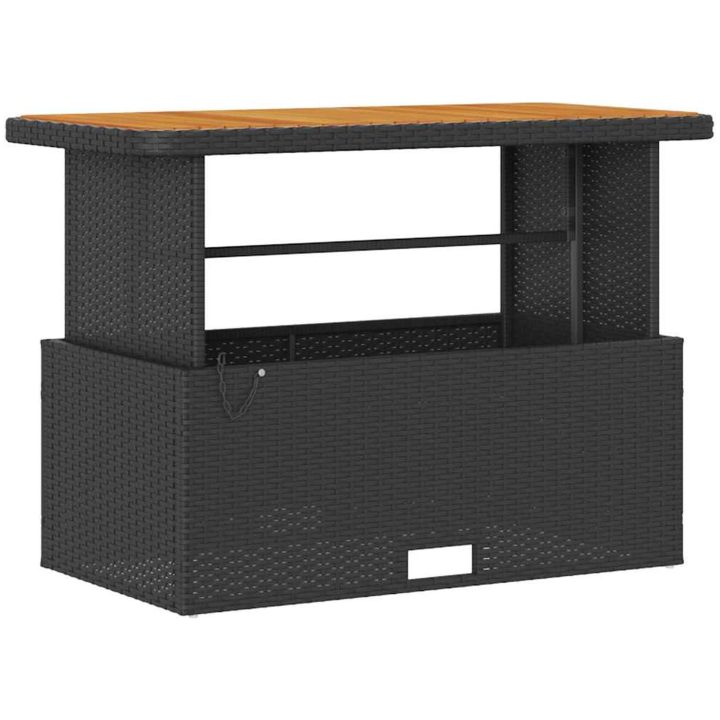 4-delat trädgårdsmöbelset med kuddar Svart Poly Rattan Akacia vidaXL 110 cm – bild 5
