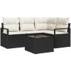 4-delat Trädgårdsofaset med Kuddar Brunt Poly Rattan vidaXL Stor – miniatyr 2