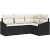 4-delat trädgårdsoff-set med dynor svart poly rotting vidaXL 178.5 x 123.5 x 85 cm – miniatyr 2