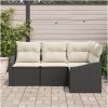 4-delat trädgårdsoff-set med dynor svart poly rotting vidaXL 178.5 x 123.5 x 85 cm – miniatyr 3