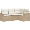4-delat trädgårdsoff-set med kuddar beige poly rotting vidaXL 178.5 x 123.5 x 85 cm – miniatyr 2