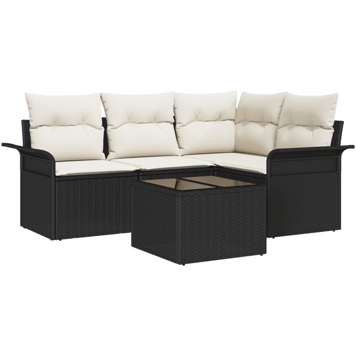 4-delat Trädgårdsoff Set med kuddar brun poly rattan vidaXL Stor – bild 2