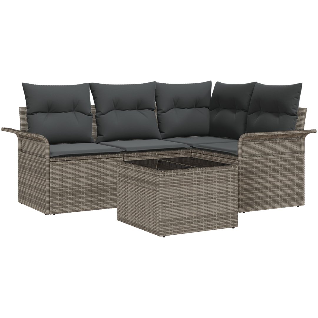 4-delat trädgårdsoffaset med dynor svart poly rattan vidaXL Medium – bild 2