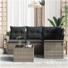 4-delat trädgårdsoffaset med dynor svart poly rattan vidaXL Medium – miniatyr 3
