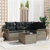 4-delat trädgårdsoffaset med dynor svart poly rattan vidaXL Medium – miniatyr 1