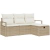 4-delat trädgårdsoffaset med kuddar beige poly rotting vidaXL Standard – miniatyr 2