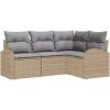 4-delat trädgårdsoffaset med kuddar Beige Poly Rottning vidaXL Medel – miniatyr 2
