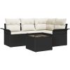 4-delat trädgårdsoffaset med kuddar brunt poly rattan vidaXL 55 x 55 x 37 cm – miniatyr 2