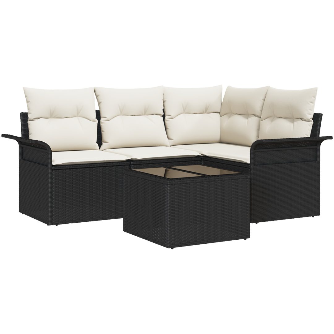 4-delat trädgårdsoffaset med kuddar brunt poly rattan vidaXL 55 x 55 x 37 cm – bild 2