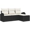 4-delat trädgårdsoffaset med kuddar svart poly rattan vidaXL 179 x 117 x 85 cm – miniatyr 2