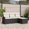 4-delat trädgårdsoffaset med kuddar svart poly rattan vidaXL 179 x 117 x 85 cm – miniatyr 1