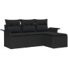 4-delat trädgårdsoffasett med kuddar Svart Poly Rattan vidaXL 55 x 55 x 37 cm – miniatyr 2