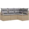 4-delat trädgårdsoffset med kuddar beige poly rattan vidaXL Stor – miniatyr 2