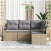 4-delat trädgårdsoffset med kuddar beige poly rattan vidaXL Stor – miniatyr 3