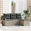 4-delat trädgårdsoffset med kuddar Ljusgrå Polyroting vidaXL Modulär storlek – miniatyr 1