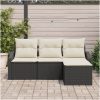4-delat trädgårdssofa-set med kuddar svart poly rotting vidaXL 178 x 117 x 85 cm – miniatyr 3