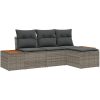 4-delat Trädgårdssoffa set med kuddar Grå Poly Rattan Akacia vidaXL 239 x 117 x 37 cm – miniatyr 2
