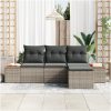 4-delat Trädgårdssoffa set med kuddar Grå Poly Rattan Akacia vidaXL 239 x 117 x 37 cm – miniatyr 3