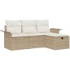 4-delat trädgårdssoffset med dynor Beige Poly Rattan vidaXL 196 x 117 x 85 cm – miniatyr 2