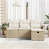 4-delat trädgårdssoffset med dynor Beige Poly Rattan vidaXL 196 x 117 x 85 cm – miniatyr 3