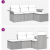 4-delat Trädgårdssoffset med Dynor Grå Poly Rattan vidaXL 196 x 117 x 85 cm – miniatyr 7
