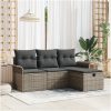 4-delat Trädgårdssoffset med Dynor Grå Poly Rattan vidaXL 196 x 117 x 85 cm – miniatyr 1