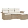 4-delat Trädgårdssoffset med Kuddar Beige Poly Rattan vidaXL 55 x 55 x 37 cm – miniatyr 2