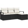 4-delat trädgårdssoffset med kuddar svart poly rattan vidaXL Medium – miniatyr 2