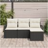 4-delat trädgårdssoffset med kuddar svart poly rattan vidaXL Medium – miniatyr 3
