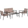 4-delat utomhus kaffebordset i brunt rotting och stål vidaXL 55.5 x 78 x 75.5 cm, 112 x 79 x 75 cm, 93.5 x 45 x 3 – miniatyr 2