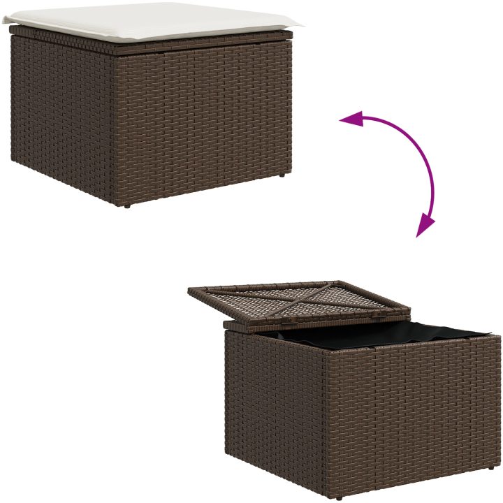 4-dels trädgårdsoffset med kuddar Brun Poly Rattan vidaXL Medium – bild 11