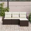 4-dels trädgårdsoffset med kuddar Brun Poly Rattan vidaXL Medium – miniatyr 3