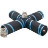 4-vägs kattunnel svart och blå 132 cm polyester vidaXL – miniatyr 2