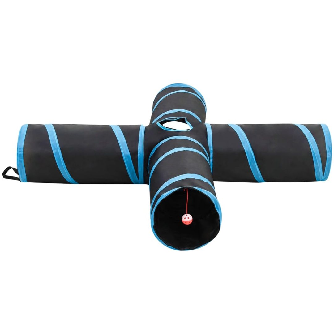 4-vägs kattunnel svart och blå 132 cm polyester vidaXL – bild 3