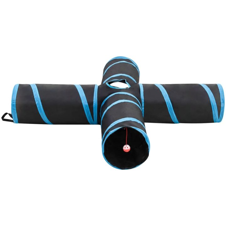 4-vägs kattunnel svart och blå 132 cm polyester vidaXL – bild 3