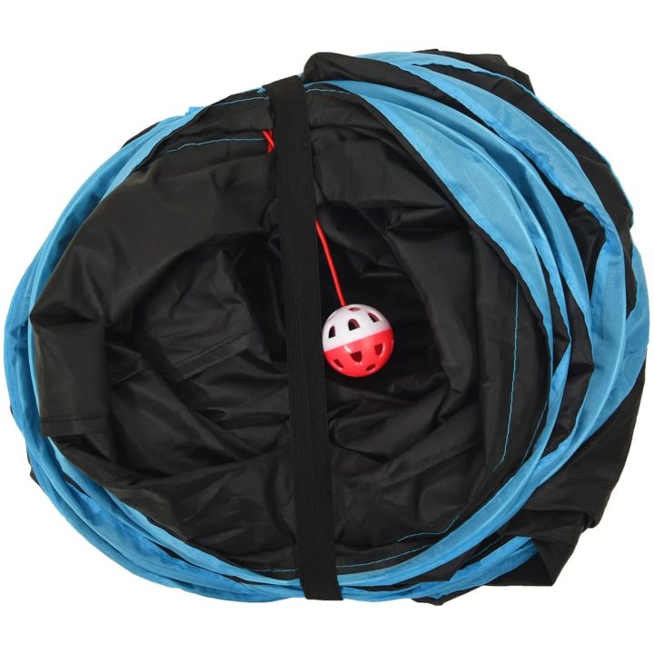 4-vägs kattunnel svart och blå 132 cm polyester vidaXL – bild 4