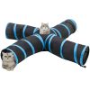 4-vägs kattunnel svart och blå 25 cm polyester vidaXL – miniatyr 2
