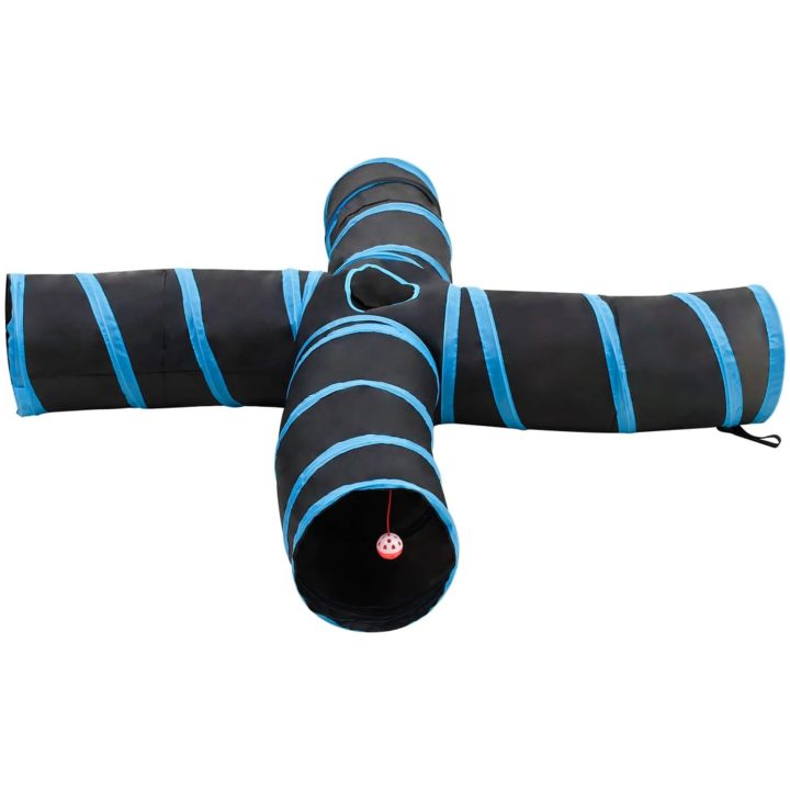 4-vägs kattunnel svart och blå 25 cm polyester vidaXL – bild 3