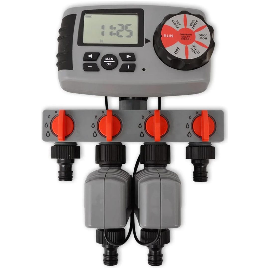 42352 Automatisk bevattningstimer med 4 stationer 3 V vidaXL – bild 2