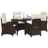 5-Dela Trädgårds Matbord Set med Kuddar - Brun Poly Rattan vidaXL 140 x 80 x 73 cm – miniatyr 3