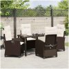 5-Dela Trädgårds Matbord Set med Kuddar - Brun Poly Rattan vidaXL 140 x 80 x 73 cm – miniatyr 4