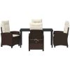 5-Dela Trädgårds Matbord Set med Kuddar - Brun Poly Rattan vidaXL 140 x 80 x 73 cm – miniatyr 7