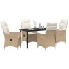 5-delad Trädgårds Matgrupp med Kuddar i Beige Poly Rattan vidaXL 140 x 70 x 73 cm – miniatyr 3