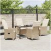 5-delad Trädgårds Matgrupp med Kuddar i Beige Poly Rattan vidaXL 140 x 70 x 73 cm – miniatyr 4